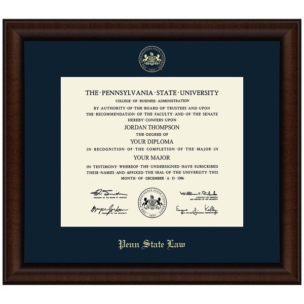#120 Diploma Frame Penn State Law Lenox (Walnut)